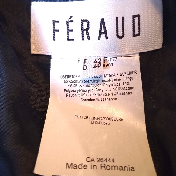 FERAUD RARE TWEED BOUCLE 10-12 WOOL BLEND BLACK METALLIC CAREER BLAZER JACKET - Picture 9 of 11